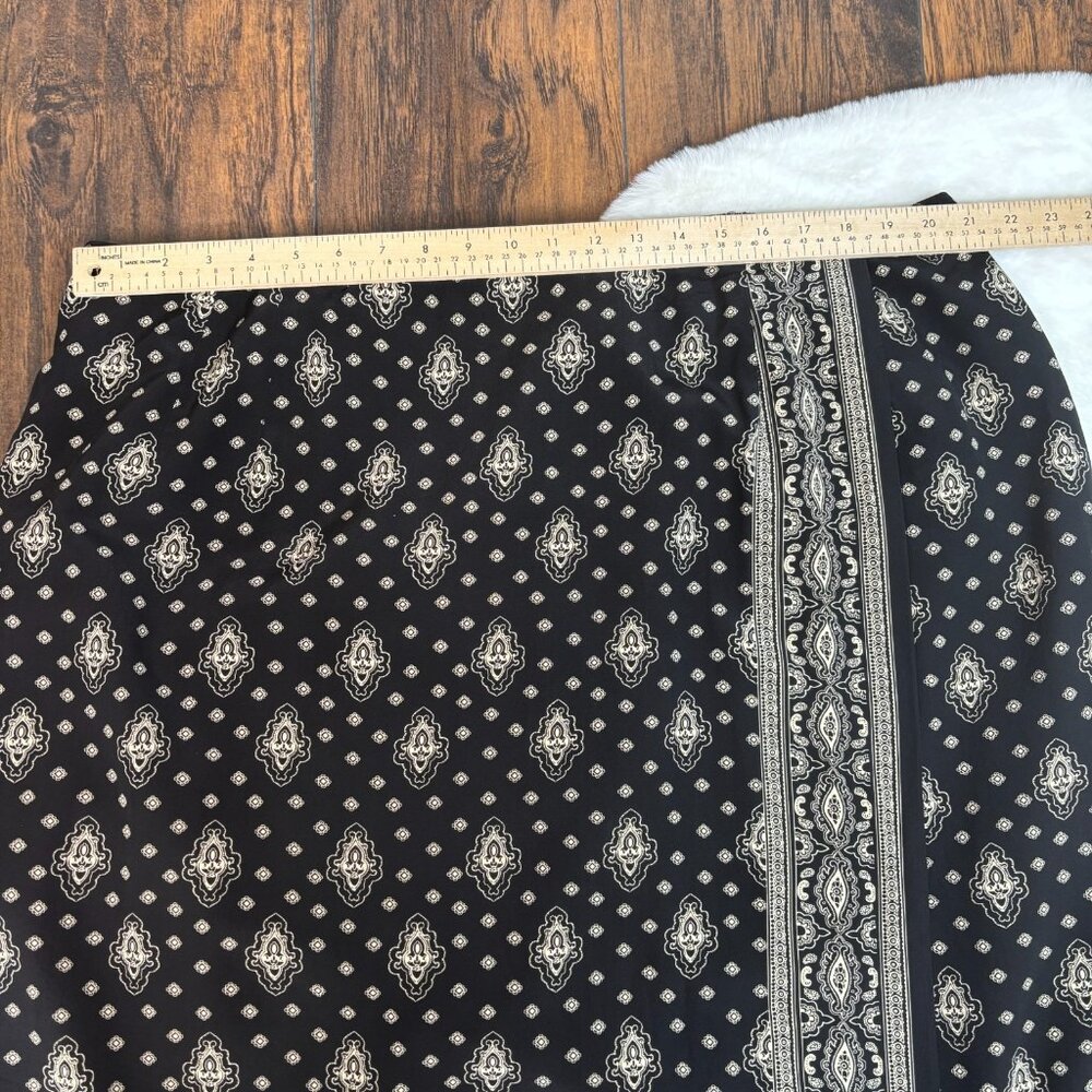 Talbots Maxi Skirt 24W Faux-Wrap Black 100% Silk Women's - Picture 6 of 9